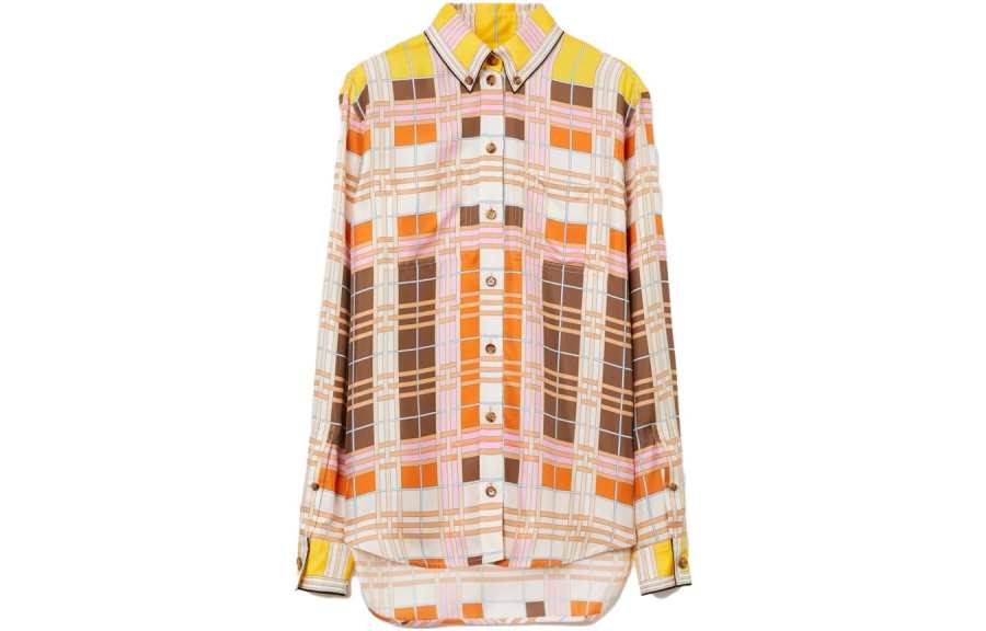 Burberry 【Previous Season】checked long-sleeve silk shirt