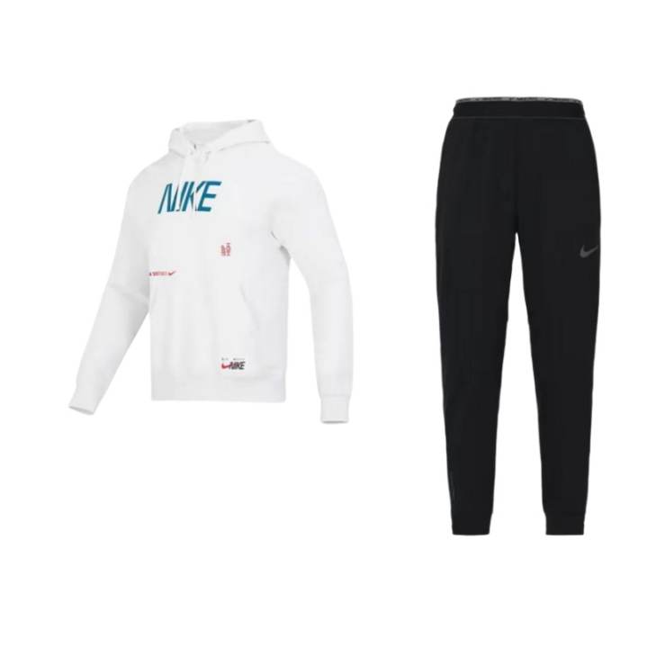 Nike Nike CNY Sportswear Letter Logo Print Knitted Fleece Lined Hooded Long Sleeve Joggers Sweatshirt Set Men's