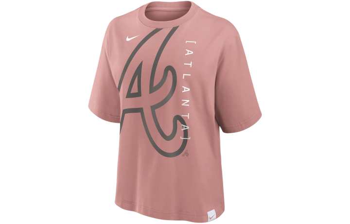 Nike Nike Drop Shoulder Sleeve T Shirt Women's Pink Atlanta Braves
