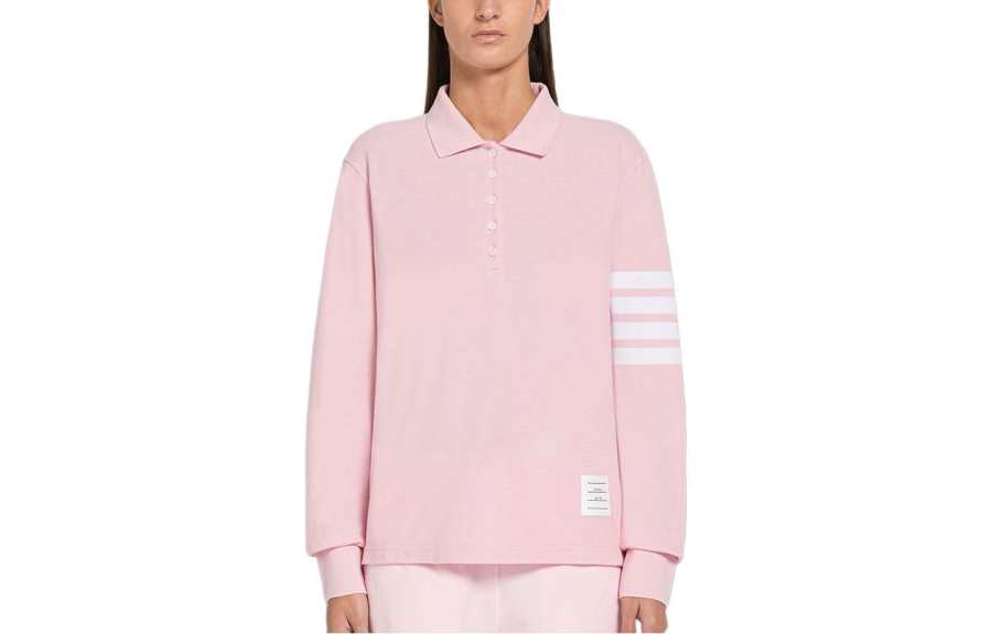 THOM BROWNE Thom Browne three-stripe long-sleeved polo shirt