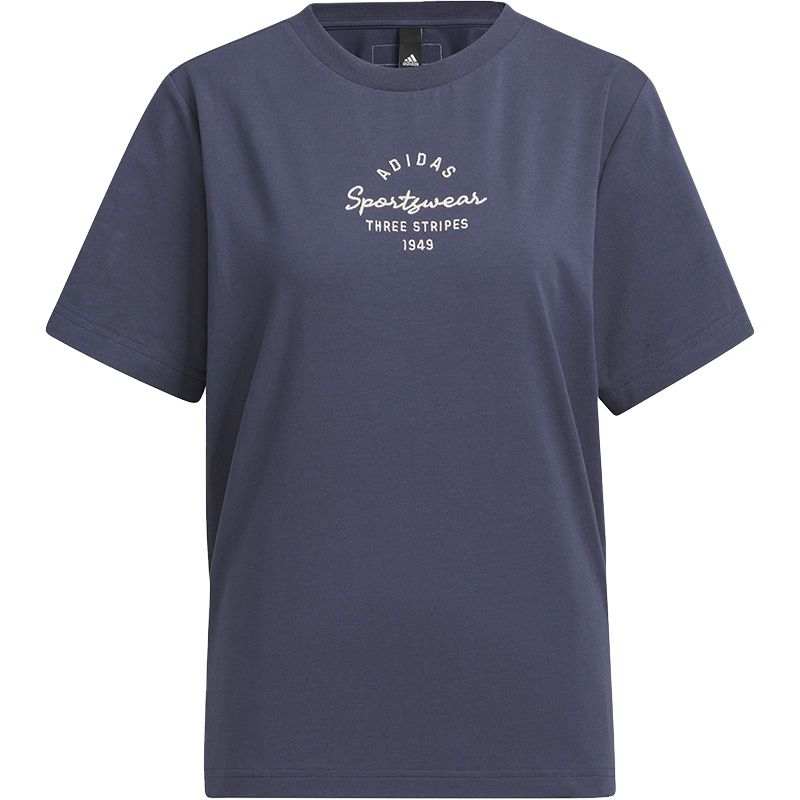 Adidas Adidas T Shirts Women's Navy Blue Crew Neck Moderate Straight Fit