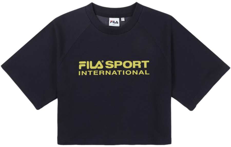 FILA T Shirts Women's Dark Blue Crew Neck Moderate Straight Fit