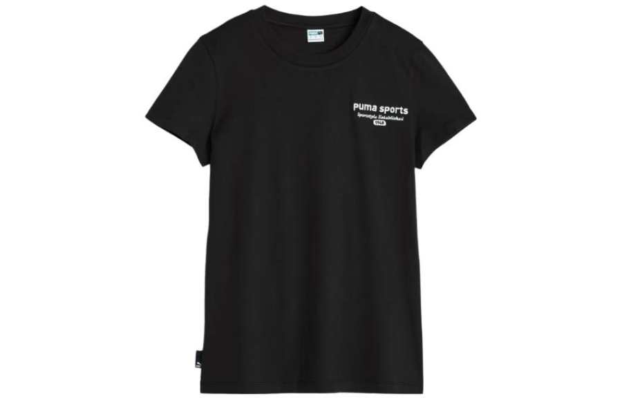 PUMA TEAM T Shirts Women's Black Crew Neck Moderate Straight Fit
