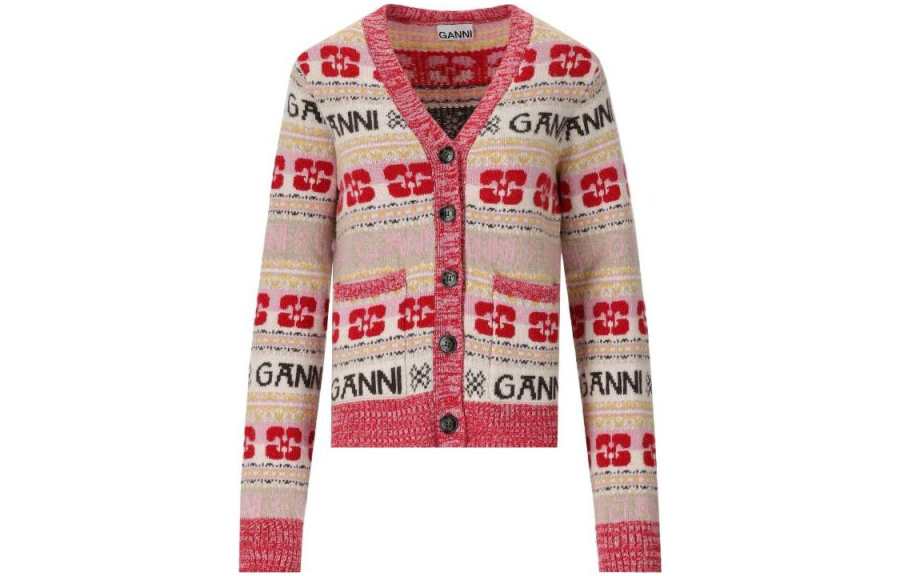 GANNI V-Neck Long-Sleeved Cardigan