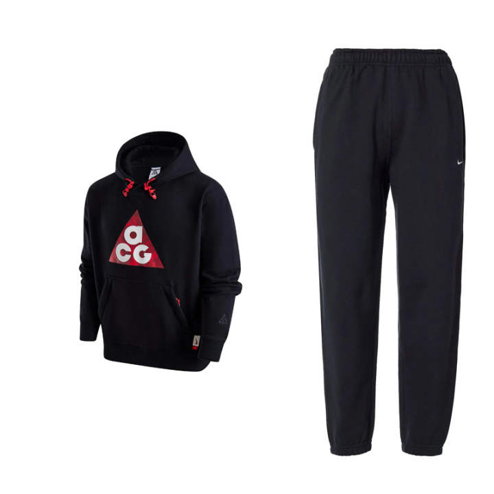Nike Nike CNY Collection Letter Logo Print Fleece Lined Pullover Top Thermal Elastic Cuff Sports Sweatpants Sweatshirt Set