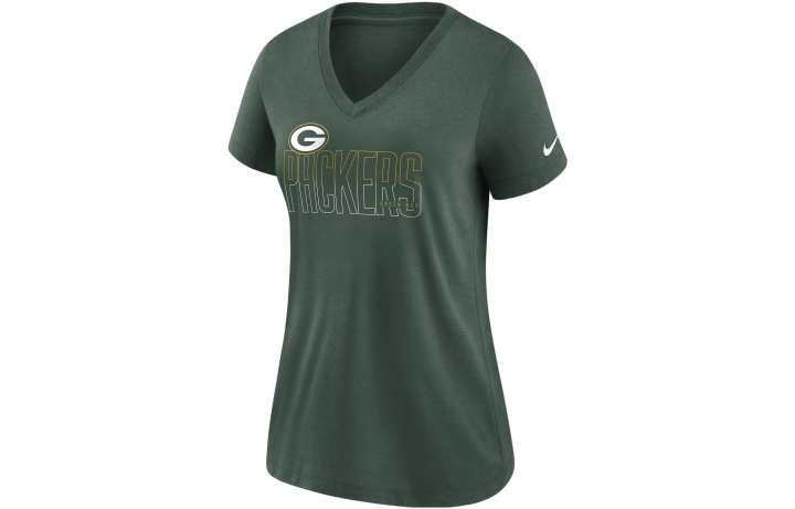 Nike Nike T Shirts Women's Green V Neck Moderate Straight Fit