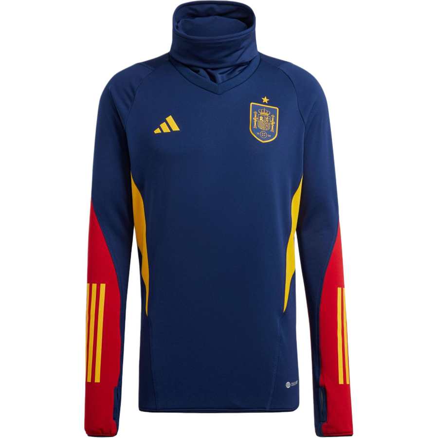 Adidas Adidas Spain National Team 2022 Season, Turtleneck Fleece Lined Comfortable Long Sleeved Soccer Jersey Men's Navy Blue