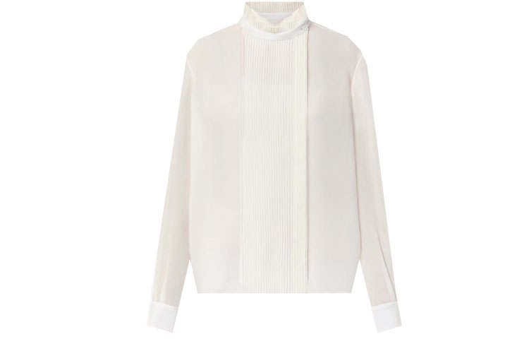 LOUIS VUITTON LOUIS VUITTON Pleated Front Sheer Silk Blouse