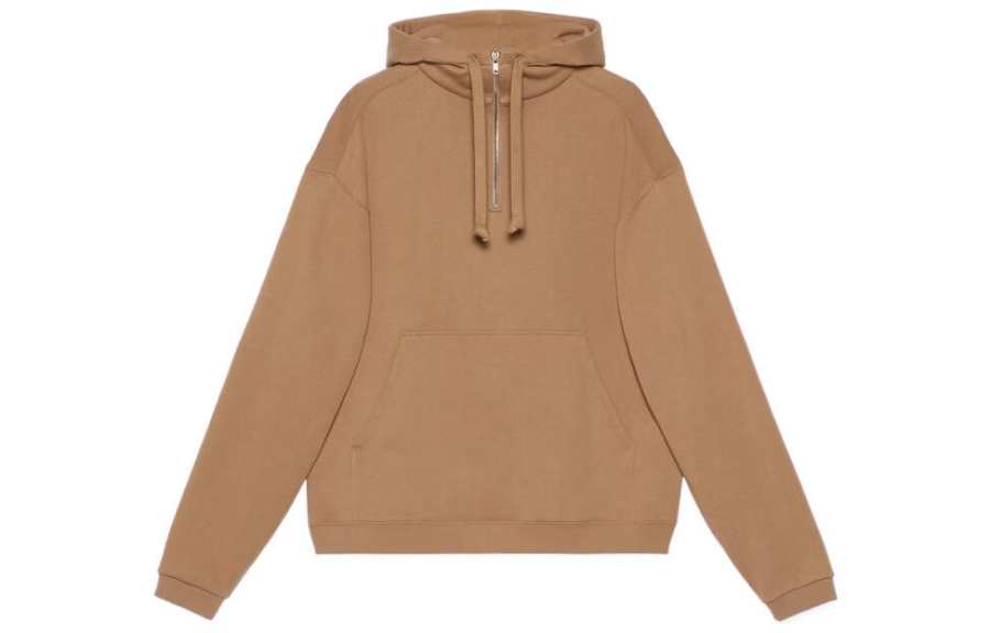 GUCCI Women's Vintage Logo Half Zip Sweatshirt Camel