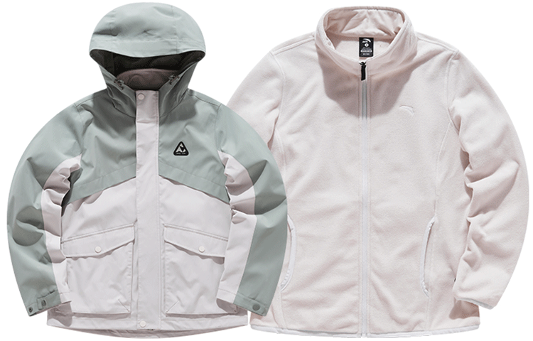 ANTA Jackets Women's Green Gray Hooded Moderate Other