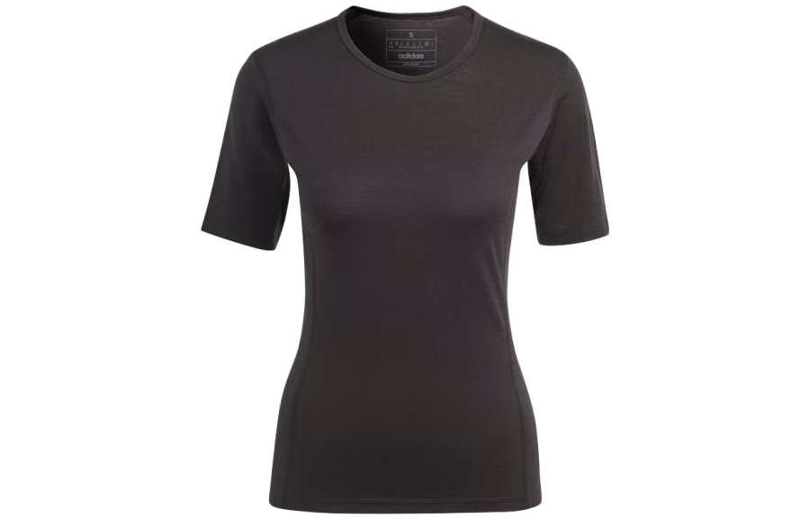 Adidas Adidas XPERIOR MERINO T Shirts Women's Black Crew Neck Moderate Straight Fit