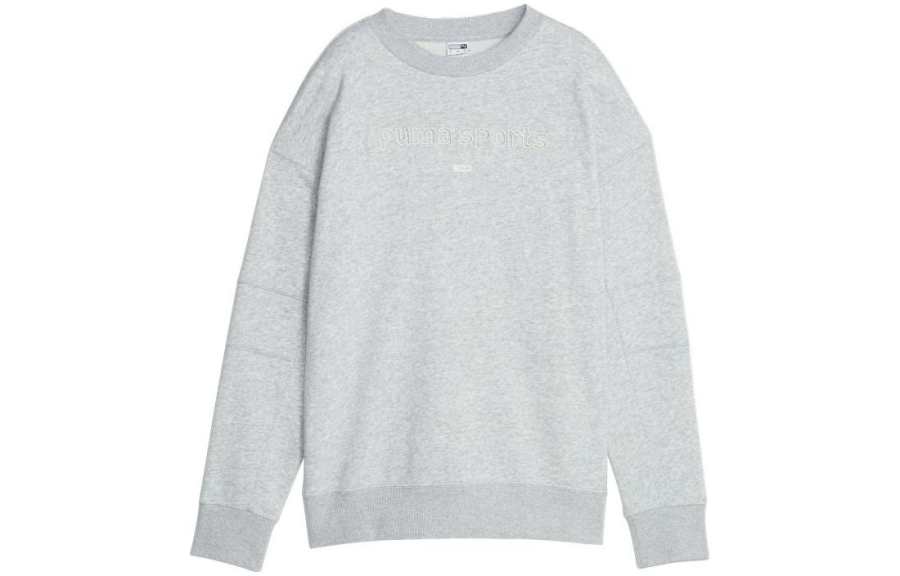 PUMA Sweatshirts Women's Light Mixed Gray Crew Neck Moderate Regular