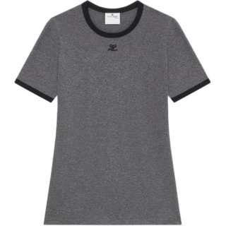 COURREGES Logo Embroidered Crewneck T-Shirt