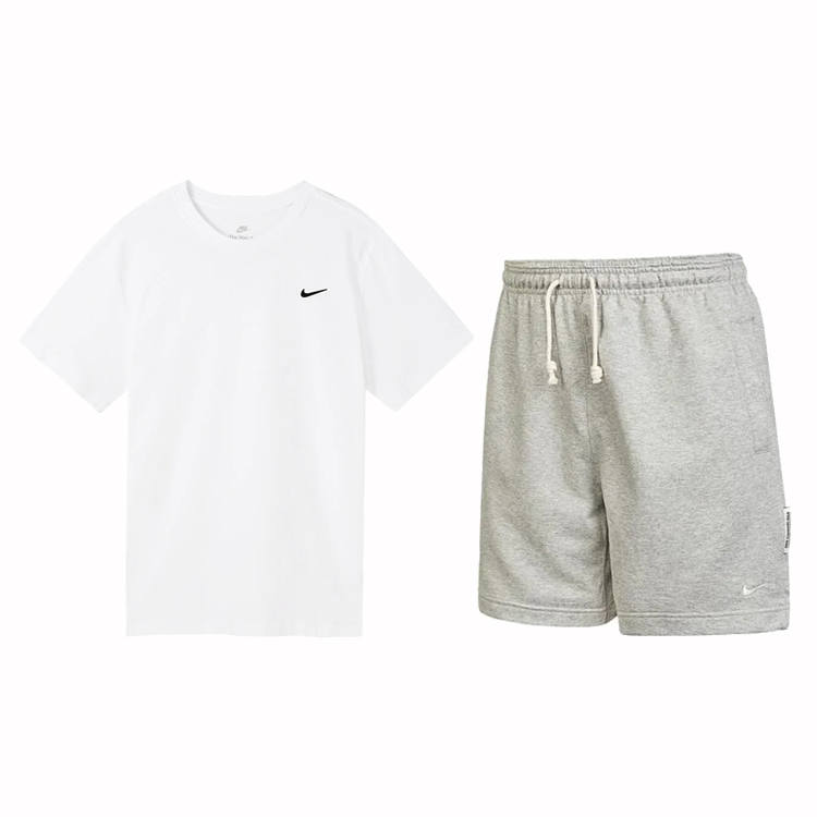 Nike Nike Casual Sportswear Men's White/Light Gray Crew Neck Moderate