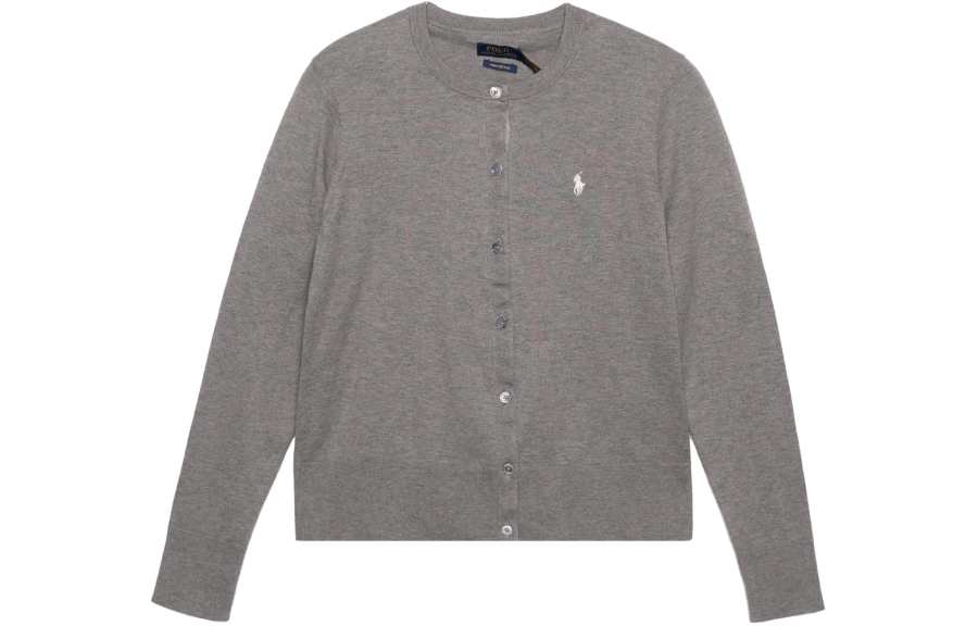 Polo Ralph Lauren Women's Logo-intarsia Single-Breasted Knitwear Grey
