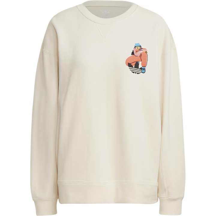 Adidas Adidas Sweatshirts Women's Ecru Crew Neck Moderate Regular