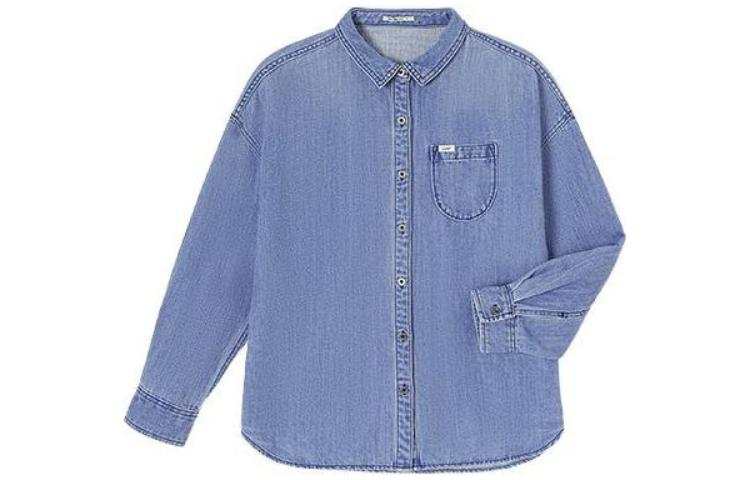 Lee Lee Shirts Women's Light Blue Square Collar Thin Shirt