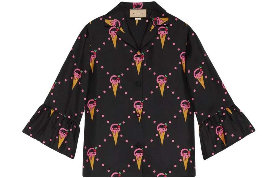 GUCCI Shirts Women's Black Lapel Moderate Other