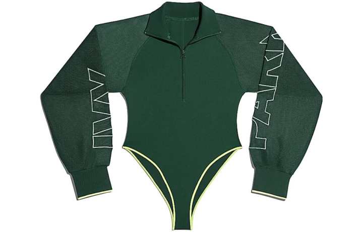 Adidas Adidas Ivy Park Mesh Sleeve Bodysuit Dark Green/Hi Res Yellow