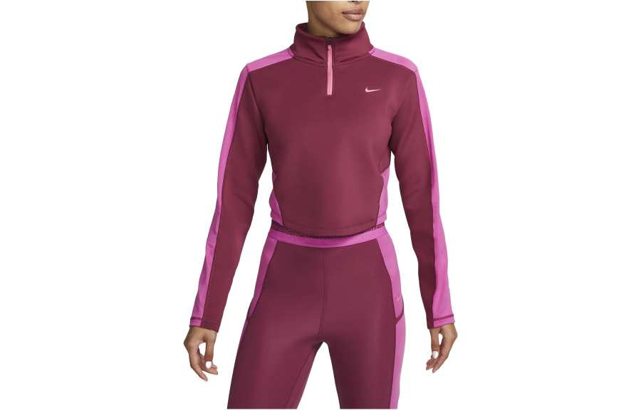 Nike Nike T Shirts Women's Red Sandalwood Stand Collar Moderate Straight Fit