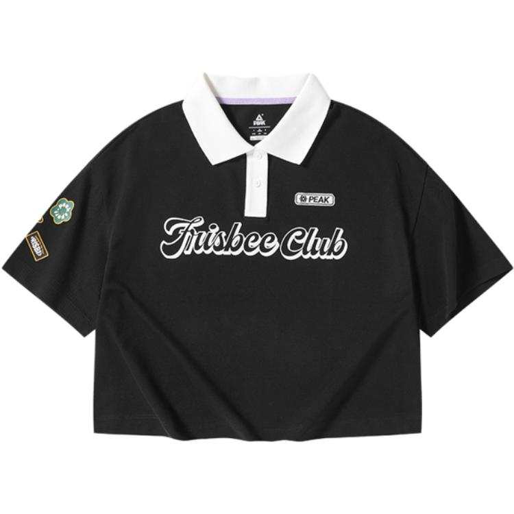 PEAK Polo Shirts Women's Black Polo Collar Thin Straight Fit