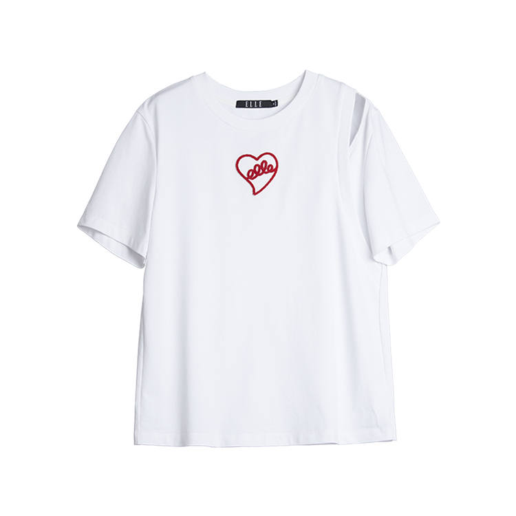 ELLE T Shirts Women's Crew Neck Moderate Straight Fit
