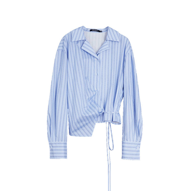 ELLE Shirts Women's Stripes Lapel Moderate Shirt