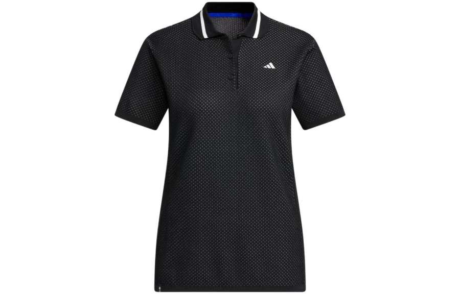 Adidas Adidas Polo Shirts Women's Black Polo Collar Moderate Straight Fit