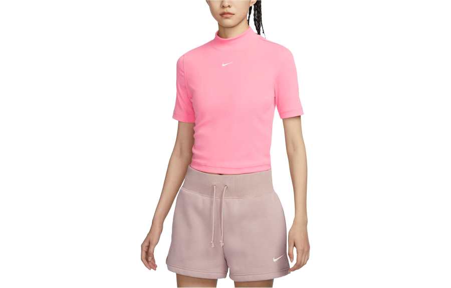 Nike Nike T Shirts Women's Coral Powder Crew Neck Moderate Straight Fit