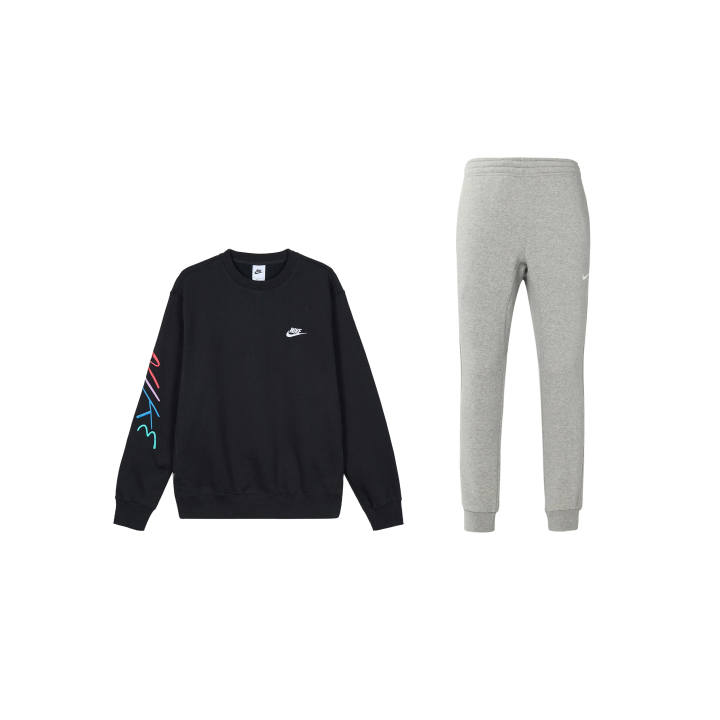 Nike Nike Sweatshirt Sets Men's Black/Gray Crew Neck Thickened
