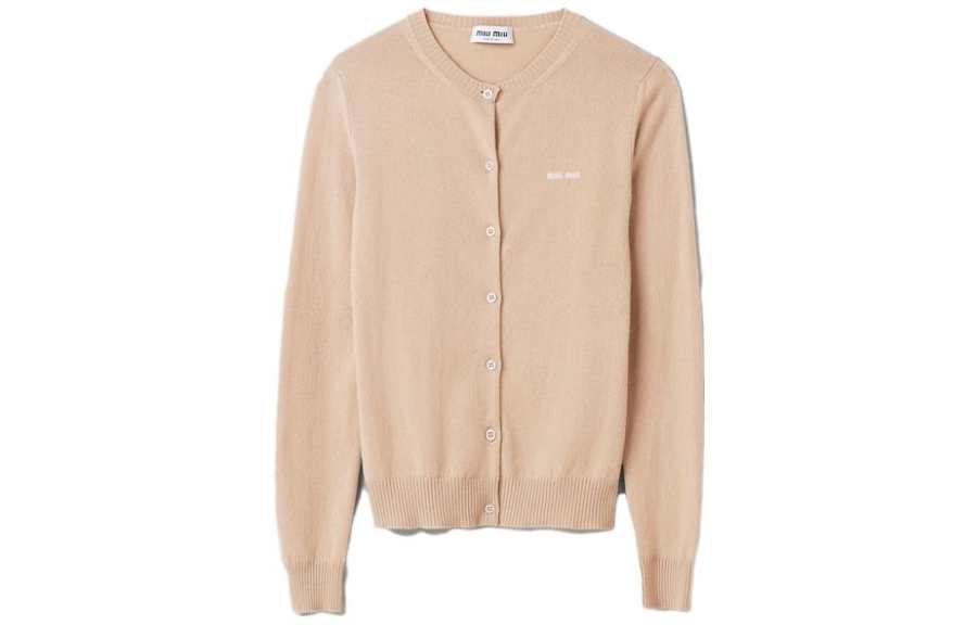 MIU MIU Cashmere Sweaters Women's Crew Neck Moderate Cardigan
