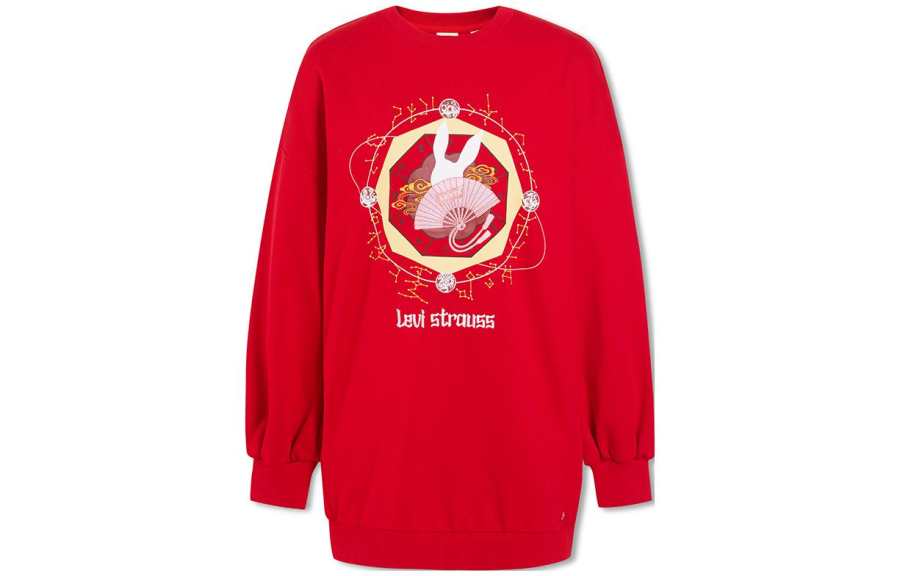 Levis Levis Sweatshirts Women's Red Crew Neck Moderate Regular