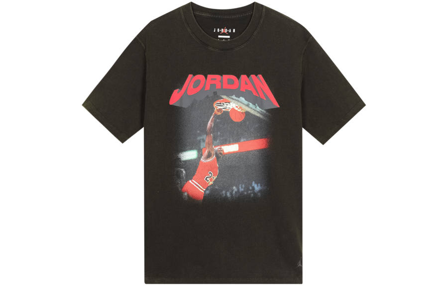 Jordan Jordan Drop Shoulder Sleeve T Shirt Women's Black Gray Asia Version