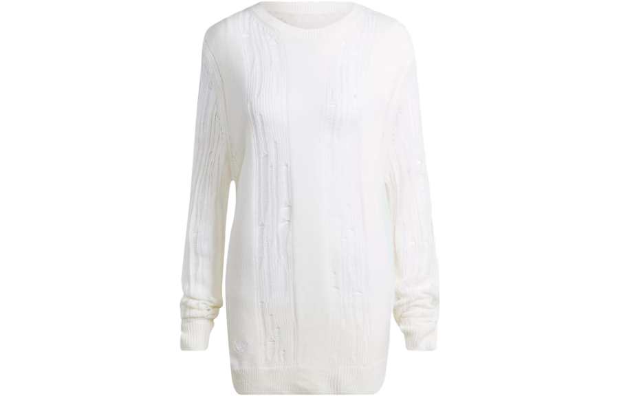 Adidas Originals Knitwear Women's White Crew Neck Moderate Base Layer