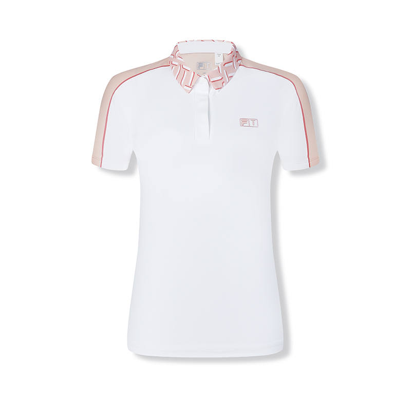 FILA Polo Shirts Women's Peach Ice Cream Powders Polo Collar Moderate Straight Fit