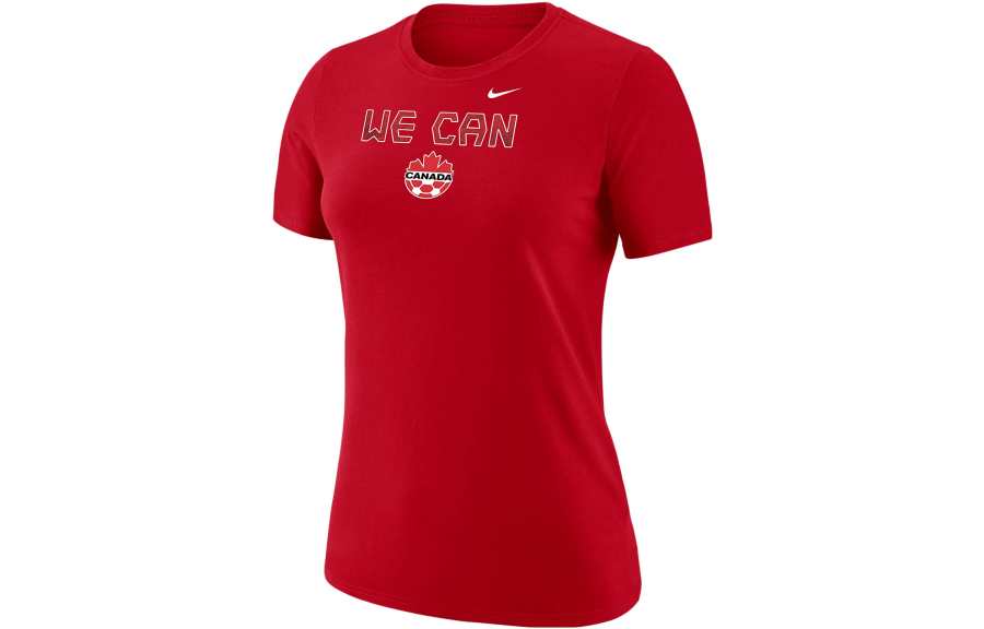Nike Nike T Shirts Women's Red Crew Neck Moderate Straight Fit