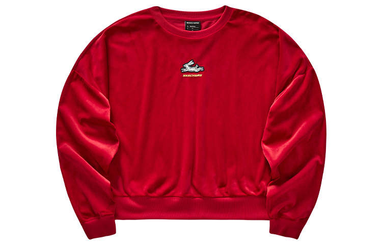 Skechers New Year Sweatshirts Women's Bright Red Crew Neck Moderate Regular