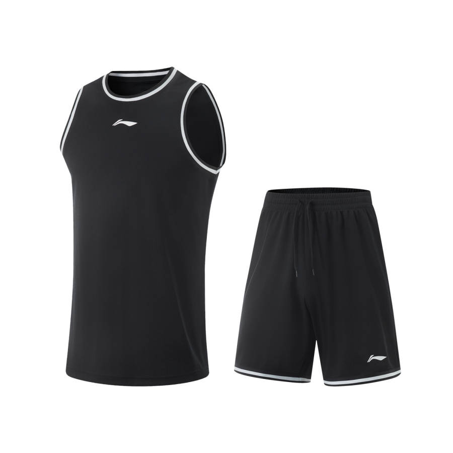 Li-Ning Li Ning Professional Basketball Collection Basketball Suit Men's Black/Black And White Webbing