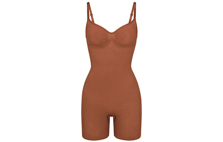 Skims SEAMLESS SCULPT MID THIGH BODYSUIT Jumpsuit Women's Dark Red Brown/BRONZE