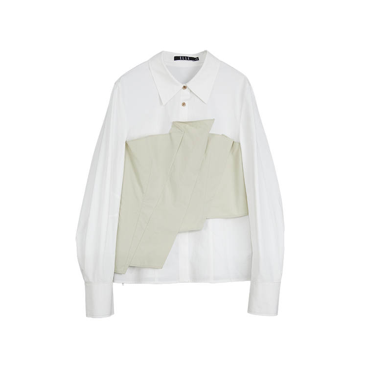 ELLE Shirts Women's Light Khaki Lapel Moderate Shirt