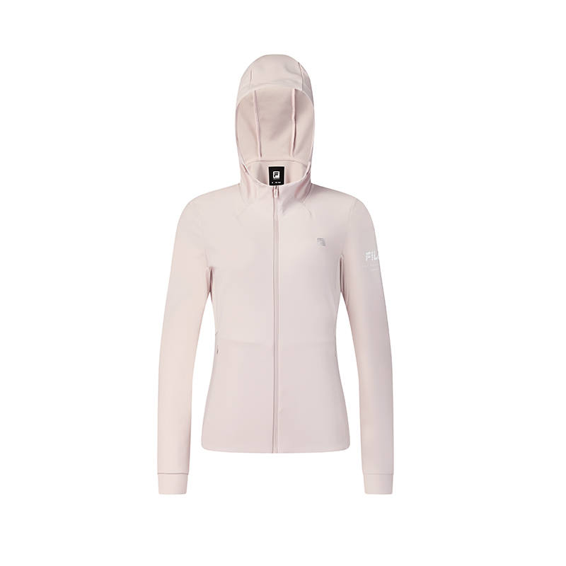 FILA Knitwear Women's Light Clam Pink Hooded Moderate Cardigan