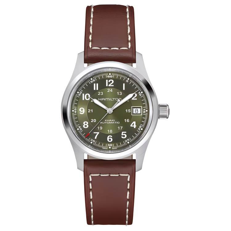 HAMILTON Khaki Field Series Red Hat Automatic Mechanical Movement Men's Watches Watch 38mm Green Dial