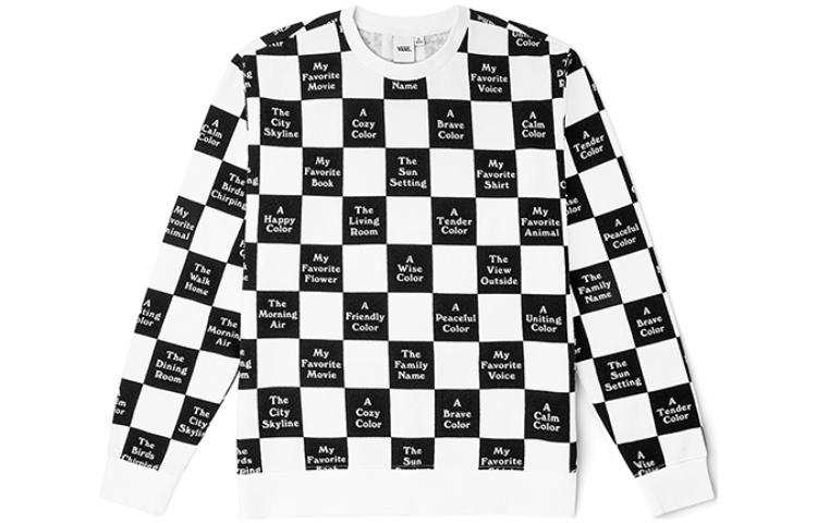 Vans Sweatshirts Women's Black/White Crew Neck Moderate Regular