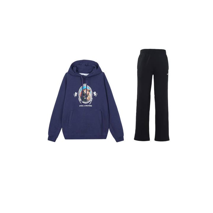 Nike Nike STRIVE GREATNESS Minimalist Style Letter Animal Pattern Fleece Lined Hooded Pullover Top Knitted Fabric Pants