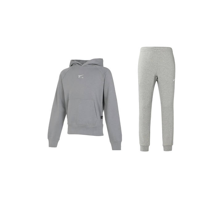 Nike Nike ACG Fleece Lined Solid Color Hooded Long Sleeved Top Mid Rise Elastic Pants Sweatshirt Set Men's Gray