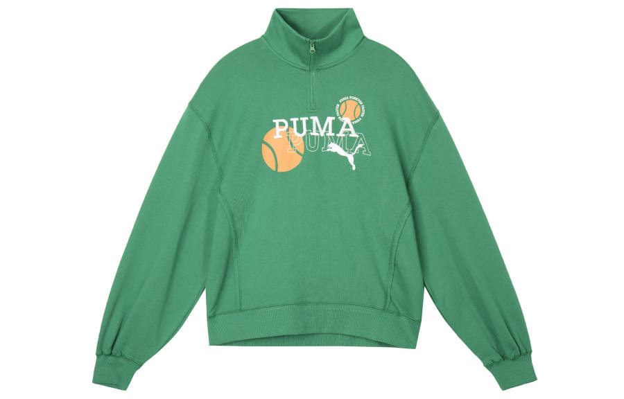 PUMA Sweatshirts Women's Green Stand Collar Moderate Other
