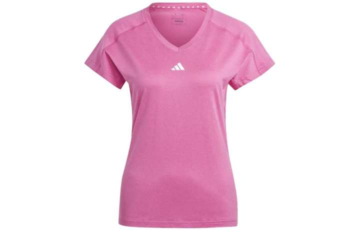 Adidas Adidas Women's Aeroready Train Essentials Minimal Branding V Neck T Shirt Pure Ruby/White