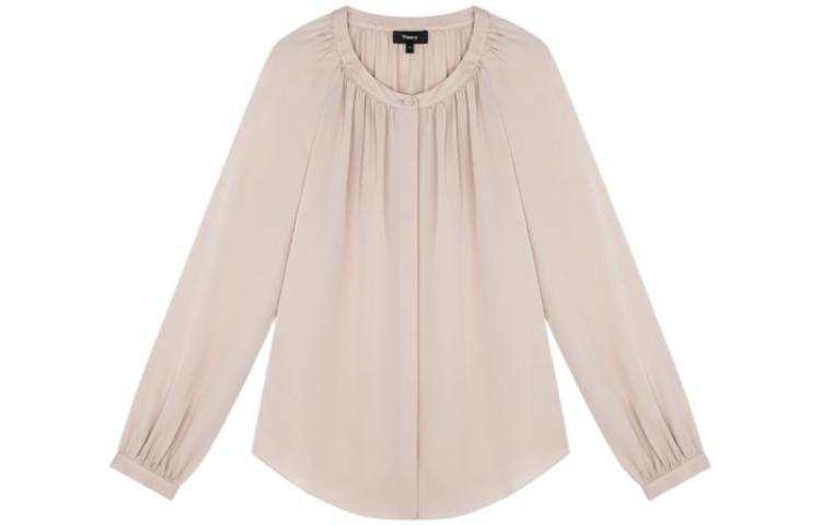 THEORY Shirts Women's Light Pink Crew Neck Moderate Shirt