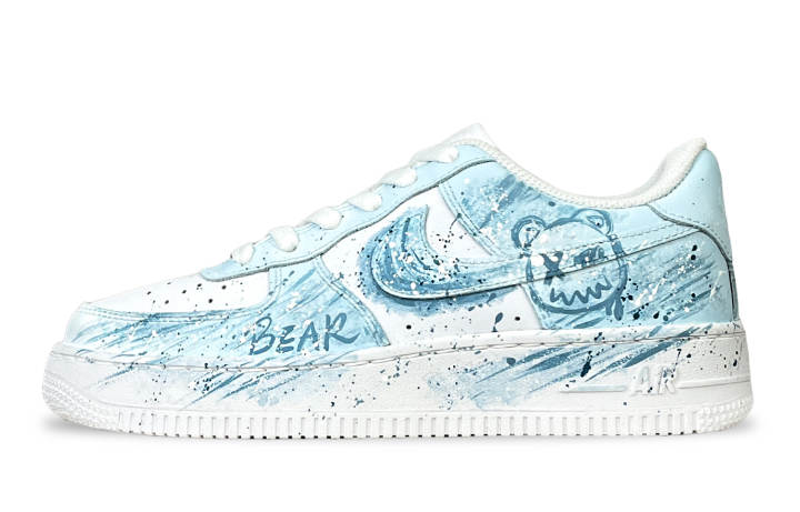 Nike Nike Air Force 1 Air Force 1, Flow Bear Rain Slip Resistant Cushioning Low top Skateboard Shoes Unisex Light Blue