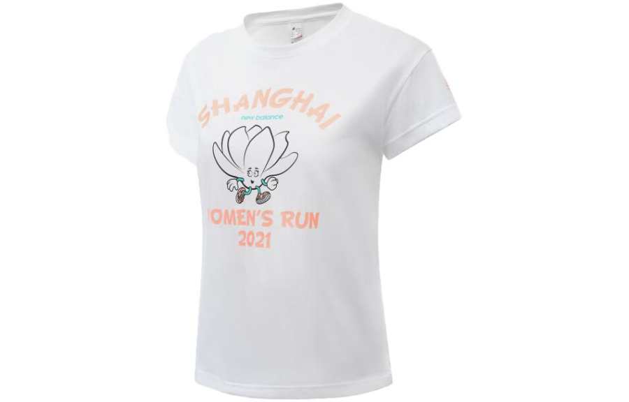 New Balance New Balance T Shirts Women's White Crew Neck Moderate Straight Fit